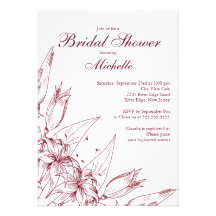 Invitation nuptiale de douche de fleur rouge éléga