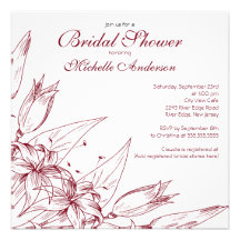 Invitation nuptiale de douche de fleur rouge éléga