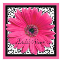 Invitation nuptiale de douche de Gerbera de noir r