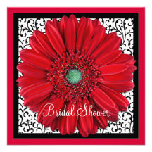 Invitation nuptiale de douche de marguerite rouge 