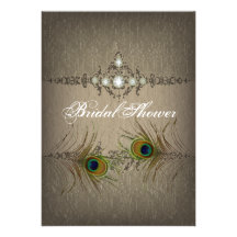 Invitation nuptiale de douche de paon chic vintage