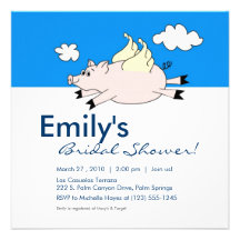 Invitation nuptiale de douche de porc de vol