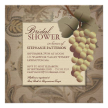 Invitation nuptiale de douche de vin de vigne de V