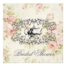 Invitation nuptiale florale rose de thé de douche