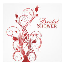 Invitation nuptiale florale rouge et blanche de do