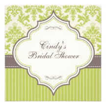 Invitation nuptiale verte de douche de damassé et 
