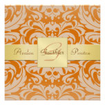 Invitation orange de ruban d'or de monogramme de d
