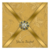 Invitation ornée de bijoux de partie d'or