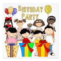 Invitation Party Birthday Girls Boy Balloons