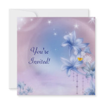 Invitation Party Blue Pink Flowerworld 6