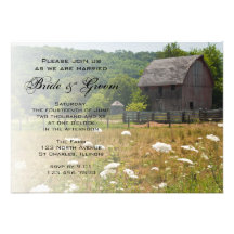Invitation patinée de mariage campagnard de grange