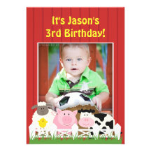 Invitation plate de ferme de photo d'anniversaire