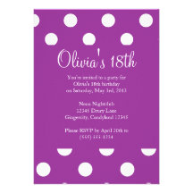 Invitation pourpre d'anniversaire de point de polk