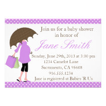 Invitation pourpre et blanche de baby shower de po invitations