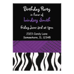 Invitation pourpre et noire d'anniversaire d'impre