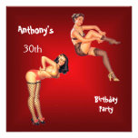 Invitation red Pin-up Girls Birthday Party