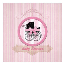 Invitation rose chic minable de baby shower
