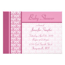Invitation rose de baby shower de damassé