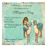 Invitation rose de baby shower de hibou et de cerf