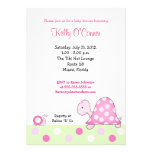 Invitation rose de baby shower de la tortue de Lon