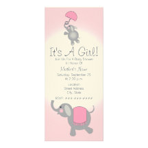 Invitation rose de baby shower - éléphant de mère 