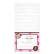 Invitation rose de carte photo de singe d'annivers cartes de vœux avec photo