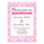 Invitation rose de mariage damassé invitations