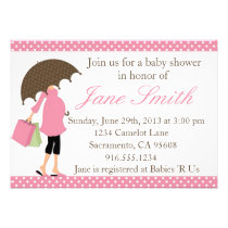 Invitation rose et blanche de baby shower de point invitations