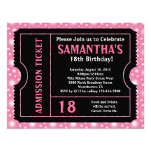 Invitation rose et noire de billet, tout âge