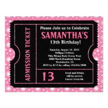 Invitation rose et noire de billet, tout âge