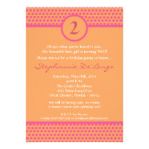 invitation rose et orange de 5x7 de polka de point