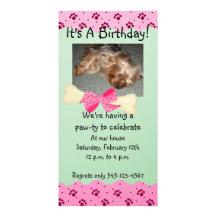 Invitation rose et verte d'anniversaire d'empreint photocartes