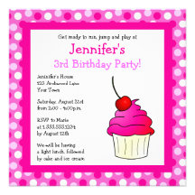 Invitation rose mignon de fête d'anniversaire de p