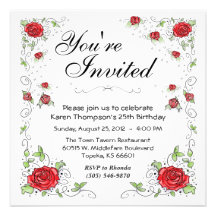 Invitation - roses rouges