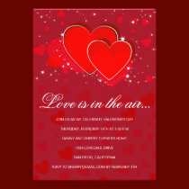 Invitation rouge de partie de valentine de coeurs invitations