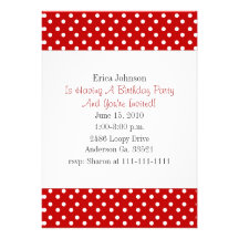 Invitation rouge et blanche de partie d'impression