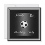 Invitation Soccer 18th Birthday Party  silver