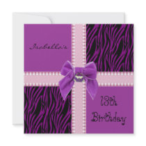 Invitation Sweet 13th Birthday Purple Pink
