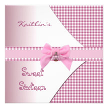 Invitation Sweet 16th Birthday Pretty Pink Check