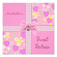 Invitation Sweet 16th Birthday Pretty Pink Check