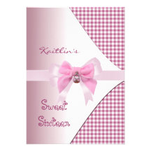 Invitation Sweet 16th Birthday Pretty Pink Check