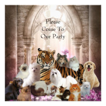 Invitation Tiger Dogs Cats Party