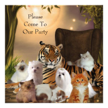 Invitation Tiger Dogs Cats Party