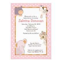 Invitation tropicale de baby shower des animaux 5x