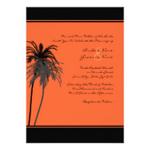 Invitation tropicale noire et orange de paumes