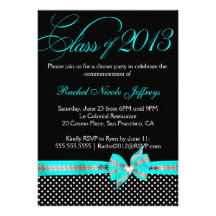 Invitation turquoise blanche noire d'obtention du 
