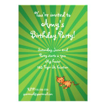 Invitation verte d'anniversaire de tigre de rayon 