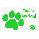 Invitation verte d'empreinte de patte