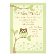Invitation verte molle de baby shower de hibou