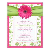 Invitation verte rose de baby shower de marguerite